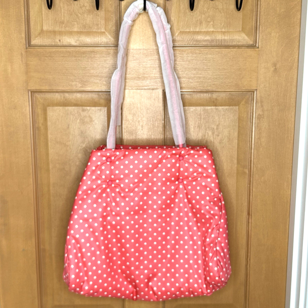 Kate Spade Everything Puffy Dots Large Tote Pink White 15x12x8 Travel Shopping - Picture 5 of 12